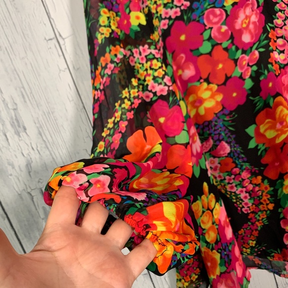 Show Me Your MuMu Floral Tunic Blouse Sz S EUC - Picture 7 of 15